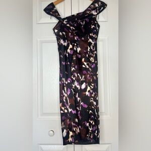 Maggy London Purple and Black One Shoulder Slip Dress size 4